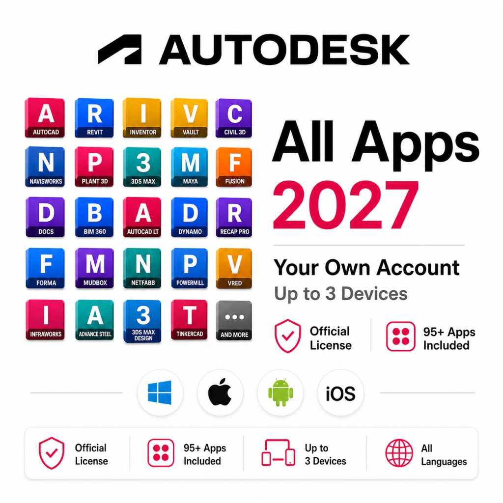 Autodesk 2027 All Apps – Subscribed to Your Own Account(Up to 3 Devices)